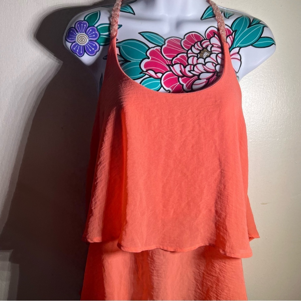 HAVE Pink Salmon Layer Tank with Embellished Strap Blouse